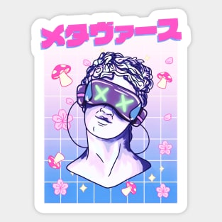 Metaverse Anime Male Statue Japanese VR Headset Sticker